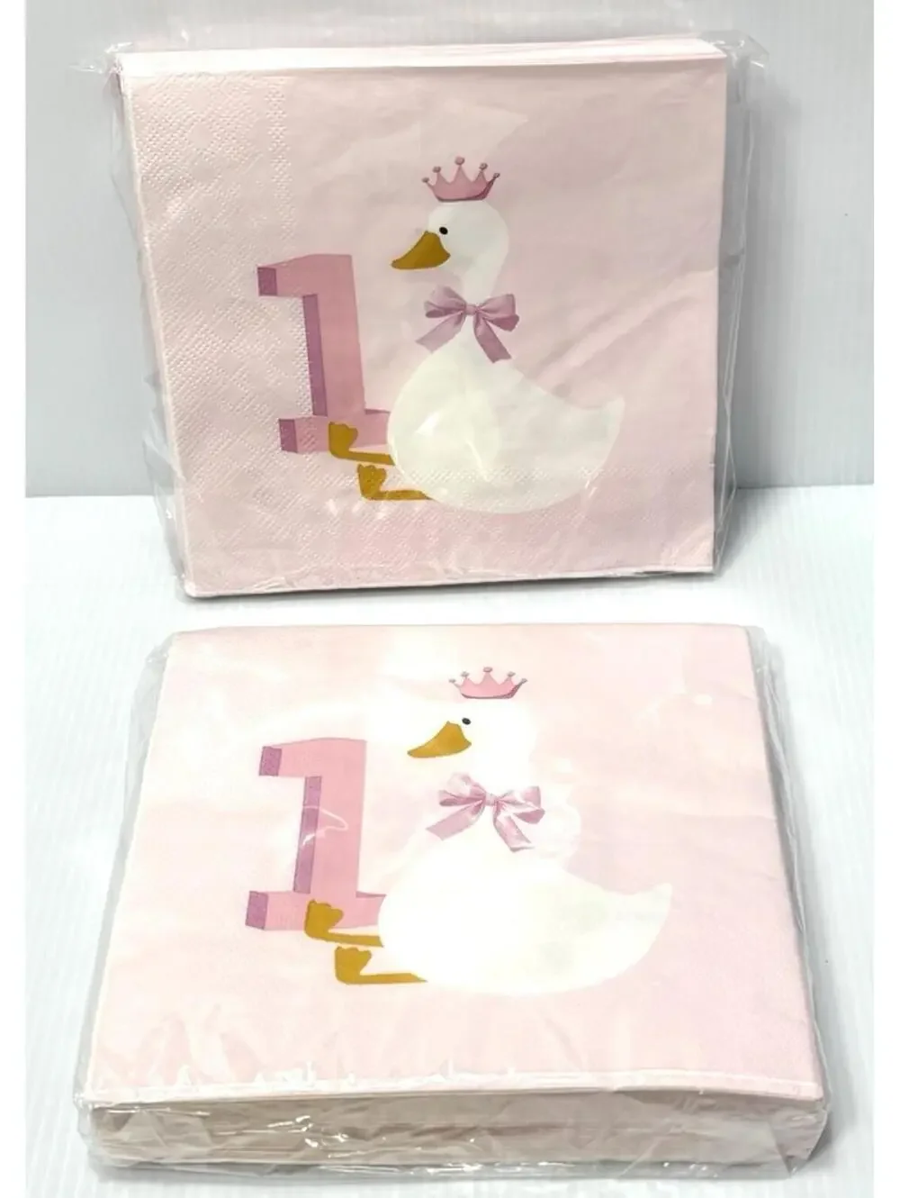 2 Packs Swan 1st Birthday Paper Napkins Pink Floral Gold Crown Party Tableware